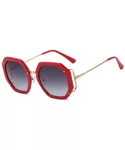 Polygonal Frame Sunglasses for Women Trendy Oversized Gradient Lens Big Frame Eyewears UV Protection - C3 Red - CG190HEDNT8 $...