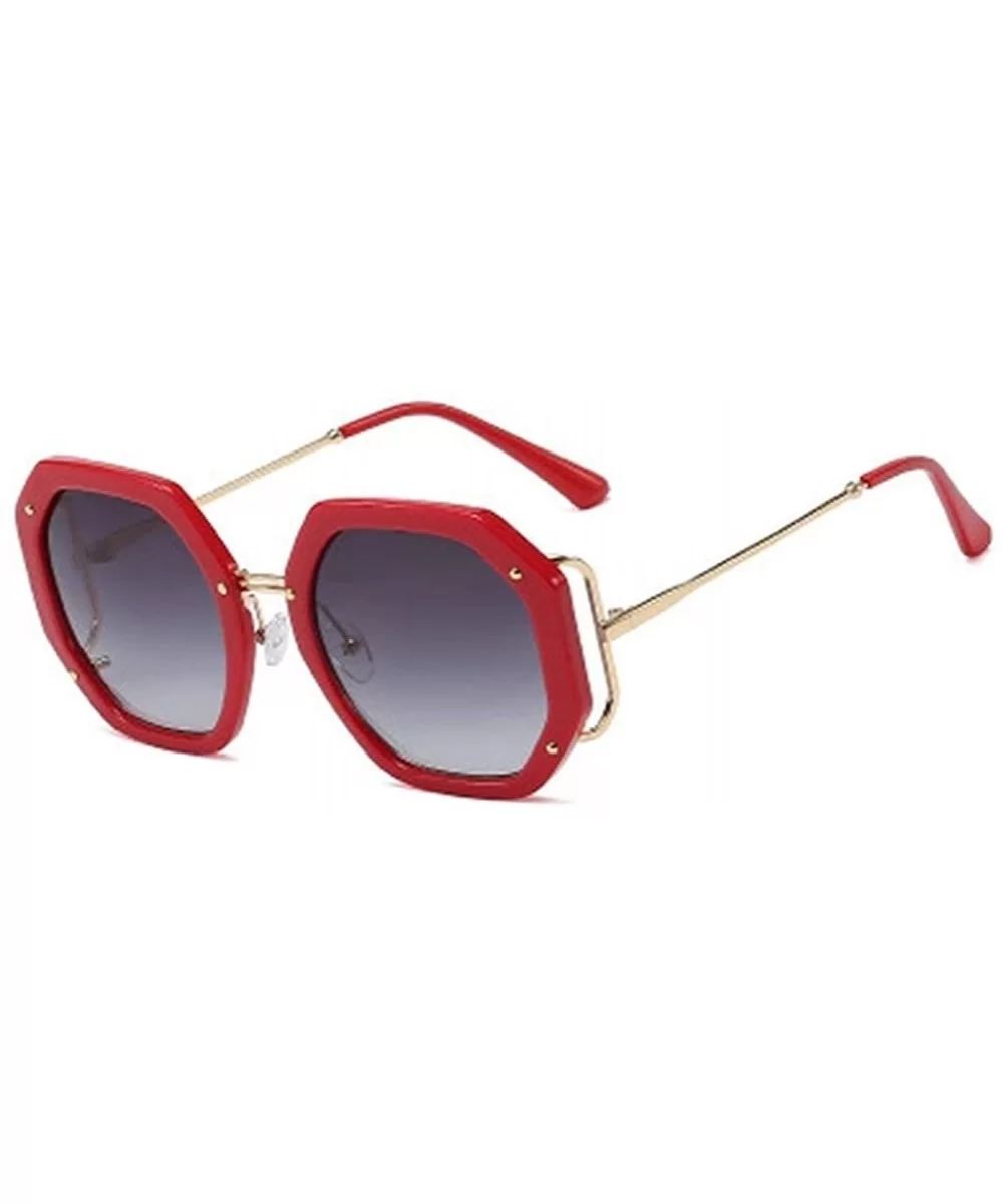 Polygonal Frame Sunglasses for Women Trendy Oversized Gradient Lens Big Frame Eyewears UV Protection - C3 Red - CG190HEDNT8 $...