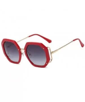 Polygonal Frame Sunglasses for Women Trendy Oversized Gradient Lens Big Frame Eyewears UV Protection - C3 Red - CG190HEDNT8 $...