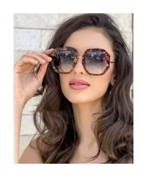 Polygonal Frame Sunglasses for Women Trendy Oversized Gradient Lens Big Frame Eyewears UV Protection - C3 Red - CG190HEDNT8 $...