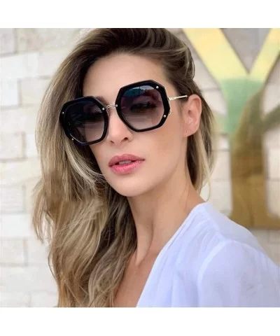 Polygonal Frame Sunglasses for Women Trendy Oversized Gradient Lens Big Frame Eyewears UV Protection - C3 Red - CG190HEDNT8 $...