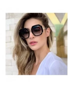 Polygonal Frame Sunglasses for Women Trendy Oversized Gradient Lens Big Frame Eyewears UV Protection - C3 Red - CG190HEDNT8 $...