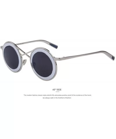 Fashion Women Round Sunglasses Twin-Beams Sunglasses Coating C07 Brown - C06 Silver - CT18YR20SL0 $7.66 Aviator