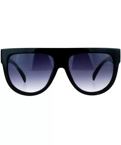 Retro Oversized Flat Top Mafia Mobster Thick Plastic Fashion Sunglasses - Black - CR1260I0UBB $8.12 Oversized