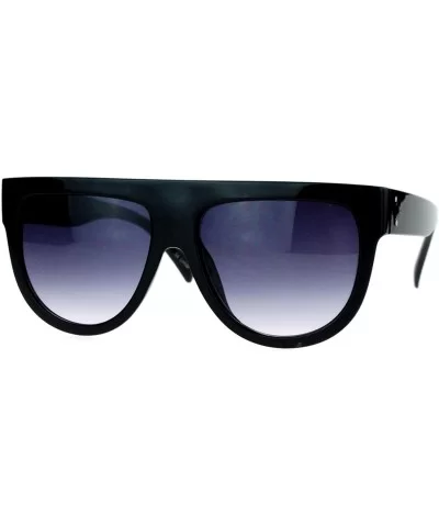 Retro Oversized Flat Top Mafia Mobster Thick Plastic Fashion Sunglasses - Black - CR1260I0UBB $8.12 Oversized