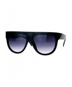 Retro Oversized Flat Top Mafia Mobster Thick Plastic Fashion Sunglasses - Black - CR1260I0UBB $8.12 Oversized