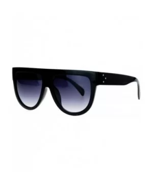 Retro Oversized Flat Top Mafia Mobster Thick Plastic Fashion Sunglasses - Black - CR1260I0UBB $8.12 Oversized