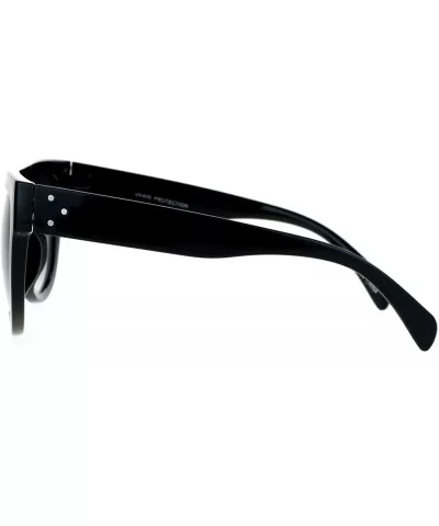 Retro Oversized Flat Top Mafia Mobster Thick Plastic Fashion Sunglasses - Black - CR1260I0UBB $8.12 Oversized