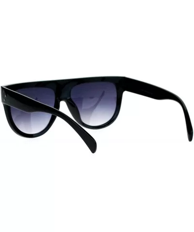 Retro Oversized Flat Top Mafia Mobster Thick Plastic Fashion Sunglasses - Black - CR1260I0UBB $8.12 Oversized