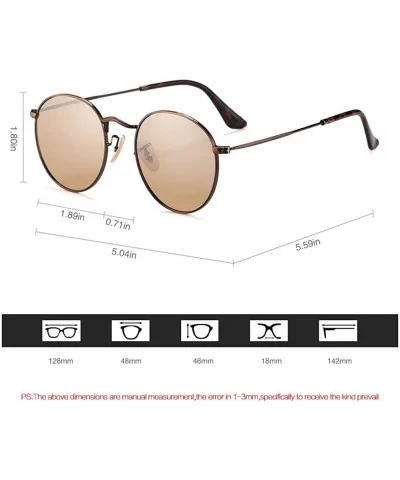 Round Retro Polarized Stainless Steel Sunglasses Metal Small Frame Colorful For Women - CS18LG06OOM $11.47 Shield