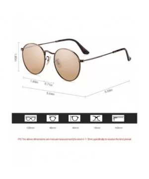 Round Retro Polarized Stainless Steel Sunglasses Metal Small Frame Colorful For Women - CS18LG06OOM $11.47 Shield