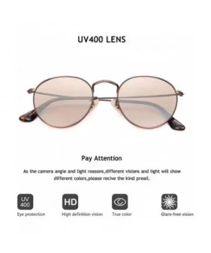 Round Retro Polarized Stainless Steel Sunglasses Metal Small Frame Colorful For Women - CS18LG06OOM $11.47 Shield