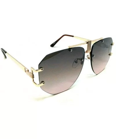 Syndicate Rimless Flat Top Oversized XL Aviator Luxury Sunglasses - Rose Gold Metallic Frame - CW18SG0QMHD $7.47 Rectangular