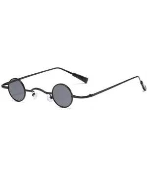 Chic Round Hip-Hop Square Metal Small Frame Clear Color Lens Sunglasses UV400 - Black - CI18X6MWUM5 $7.75 Round