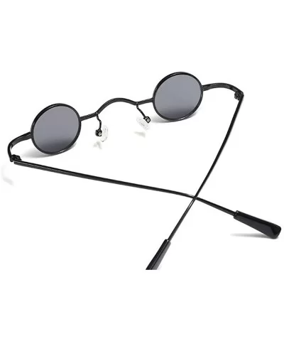 Chic Round Hip-Hop Square Metal Small Frame Clear Color Lens Sunglasses UV400 - Black - CI18X6MWUM5 $7.75 Round