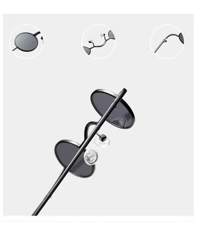 Chic Round Hip-Hop Square Metal Small Frame Clear Color Lens Sunglasses UV400 - Black - CI18X6MWUM5 $7.75 Round