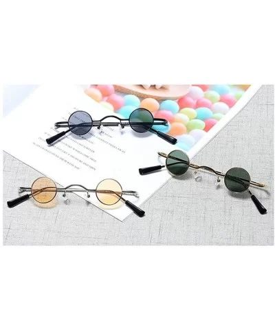 Chic Round Hip-Hop Square Metal Small Frame Clear Color Lens Sunglasses UV400 - Black - CI18X6MWUM5 $7.75 Round