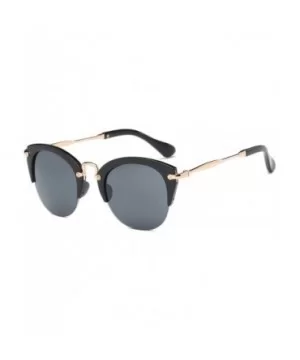 Women Round Cat Eye Fashion Sunglasses - Black - CI18WTI5T5K $16.54 Round