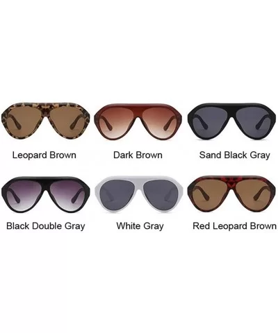 Retro Thick Frame Black Pilot Sunglasses Women Ladies Mirror Lens Shield Sun Glasses For Female - White Gray - CX1998YY4HC $8...