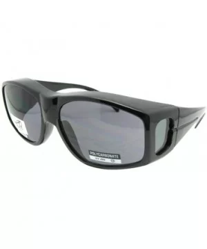 Large Wrap Around Non Polarized Fit over Sunglasses F18 - Shiny Black-non Polarized Gray Lens - CQ193097O3M $15.37 Wrap