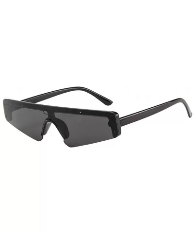 Unisex Men Women Slender Square Small Frame Sunglasses Retro Fashion Sunglasses - Black - CC18TCDOO5E $5.76 Goggle