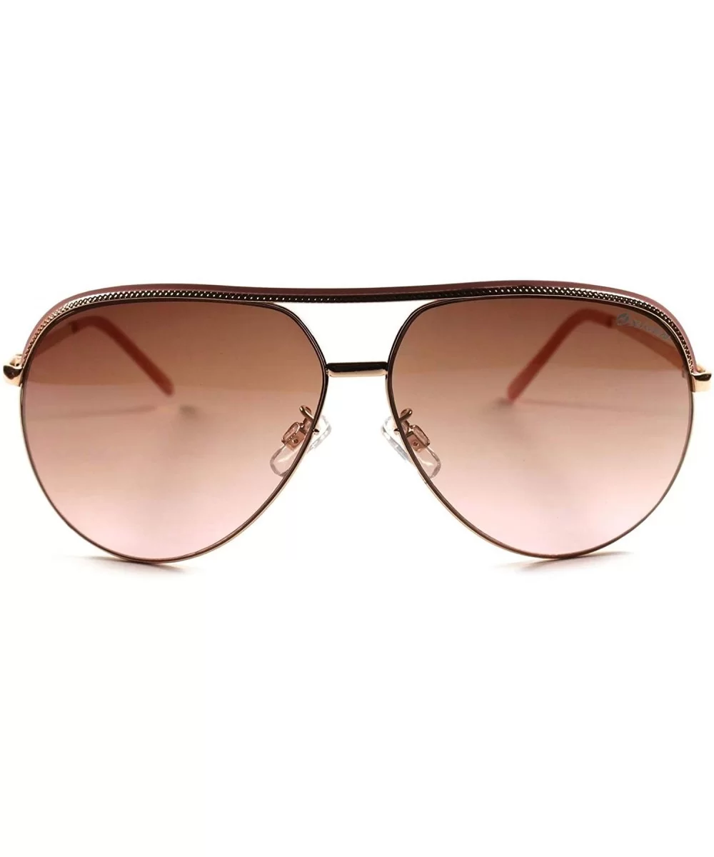 High-End Slick Designer Stylish Mens Womens Air Force Style Sunglasses - Brown - CO18XD9373R $5.59 Aviator