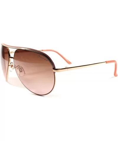 High-End Slick Designer Stylish Mens Womens Air Force Style Sunglasses - Brown - CO18XD9373R $5.59 Aviator