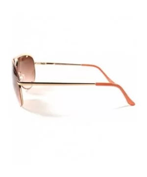 High-End Slick Designer Stylish Mens Womens Air Force Style Sunglasses - Brown - CO18XD9373R $5.59 Aviator