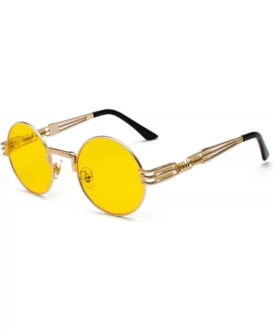 Vintage Round Metal Frame Glasses Steampunk Sunglasses for Men or Women234 - Yellow-golden - CU185TLGI4N $7.70 Round