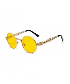 Vintage Round Metal Frame Glasses Steampunk Sunglasses for Men or Women234 - Yellow-golden - CU185TLGI4N $7.70 Round