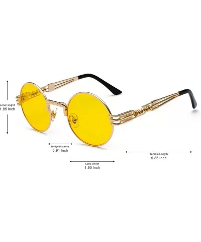 Vintage Round Metal Frame Glasses Steampunk Sunglasses for Men or Women234 - Yellow-golden - CU185TLGI4N $7.70 Round