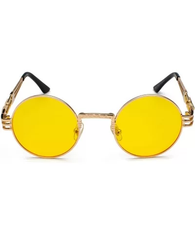 Vintage Round Metal Frame Glasses Steampunk Sunglasses for Men or Women234 - Yellow-golden - CU185TLGI4N $7.70 Round