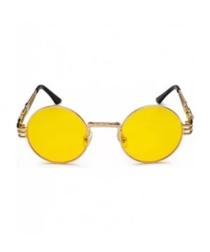 Vintage Round Metal Frame Glasses Steampunk Sunglasses for Men or Women234 - Yellow-golden - CU185TLGI4N $7.70 Round