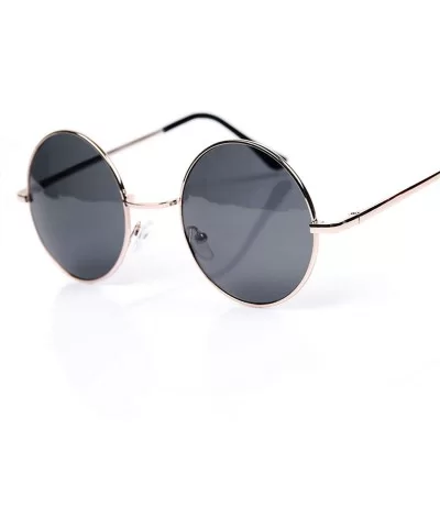 Vintage Round Gold Sunglasses Female Male Black Mirror Eyewear Sun Glasses Women Men Er UV400 - Black - C7199C7H5K5 $13.84 Ov...