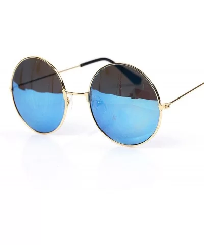 Vintage Round Gold Sunglasses Female Male Black Mirror Eyewear Sun Glasses Women Men Er UV400 - Black - C7199C7H5K5 $13.84 Ov...