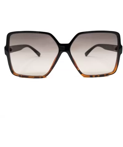 Oversize Stylish Square Neutral Colored Flat Lens Sunglasses IL1025 - Black Tortoise/ Grey - CW18LEKSCND $9.57 Oversized