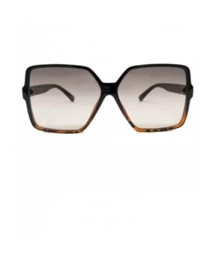 Oversize Stylish Square Neutral Colored Flat Lens Sunglasses IL1025 - Black Tortoise/ Grey - CW18LEKSCND $9.57 Oversized