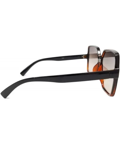 Oversize Stylish Square Neutral Colored Flat Lens Sunglasses IL1025 - Black Tortoise/ Grey - CW18LEKSCND $9.57 Oversized