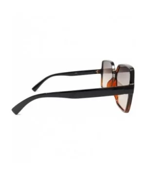 Oversize Stylish Square Neutral Colored Flat Lens Sunglasses IL1025 - Black Tortoise/ Grey - CW18LEKSCND $9.57 Oversized