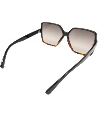 Oversize Stylish Square Neutral Colored Flat Lens Sunglasses IL1025 - Black Tortoise/ Grey - CW18LEKSCND $9.57 Oversized