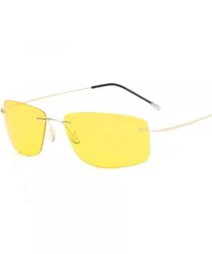 Sunglasses Frameless Pure Titanium Light Men'S Square Driving Mirror Polarized Sunglasses Sunshade Mirror - CQ18X8QEYE6 $31.3...