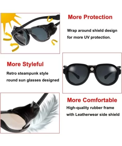 Gothic Steampunk Side Shield Goggles Retro Round Sunglasses For Men Women - Exquisite Packaging - CH19E5W3NQO $11.99 Shield