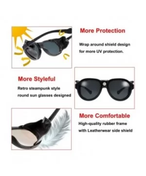 Gothic Steampunk Side Shield Goggles Retro Round Sunglasses For Men Women - Exquisite Packaging - CH19E5W3NQO $11.99 Shield