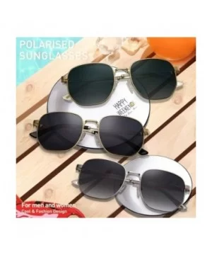 Polygonal Polarized Sunglasses for Men Women Metal Geometric Square Driving Glasses - Gradient Green Lens - CC194X6W0UZ $12.2...