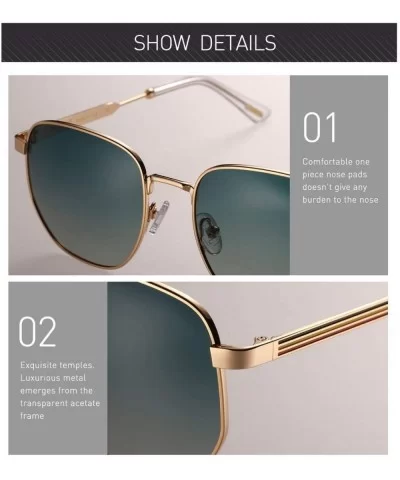 Polygonal Polarized Sunglasses for Men Women Metal Geometric Square Driving Glasses - Gradient Green Lens - CC194X6W0UZ $12.2...