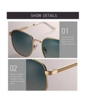 Polygonal Polarized Sunglasses for Men Women Metal Geometric Square Driving Glasses - Gradient Green Lens - CC194X6W0UZ $12.2...