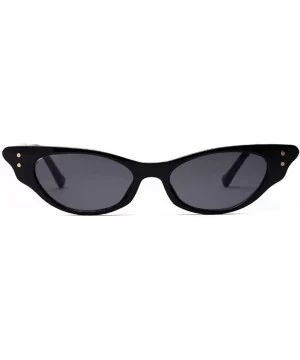 Small Sunglasses Women Cat Eye Designer Sun Glasses Retro Yellow Red ladies Sunglass Black Eyewear - Black - CS18RDTLWOE $11....