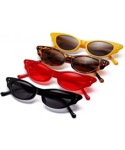 Small Sunglasses Women Cat Eye Designer Sun Glasses Retro Yellow Red ladies Sunglass Black Eyewear - Black - CS18RDTLWOE $11....