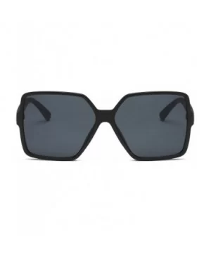 Classic Women Square Oversized Sunglasses for Men Flat Top Fashion Shades - Black Frame - Black Lens - C918ULSWG4H $6.44 Over...