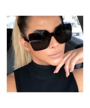 Classic Women Square Oversized Sunglasses for Men Flat Top Fashion Shades - Black Frame - Black Lens - C918ULSWG4H $6.44 Over...